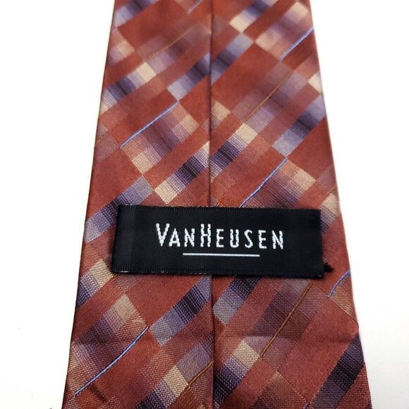 Van Heusen Brown Abstract Striped Silk Tie - Picture 3 of 6